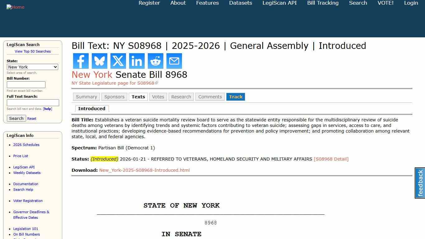 Bill Text: NY S08968 2025-2026 General Assembly Introduced LegiScan